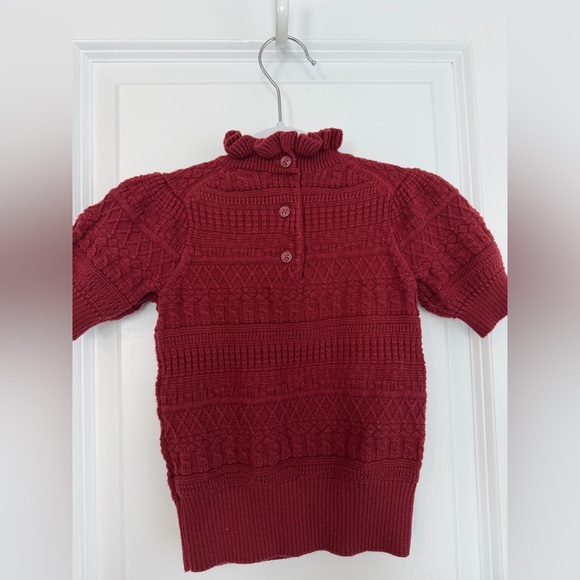 Janie and Jack Girls Ruffle Puff Short Sleeve Sweater Burgundy Size 2T - Picture 4 of 7